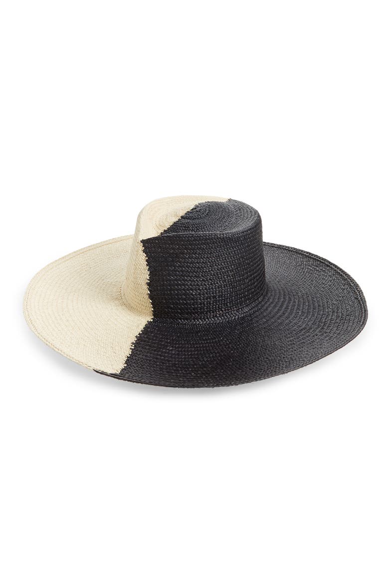 Drury Lane Straw Panama Hat, Main, color, BLACK/ CREAM