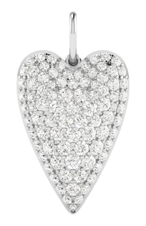 Domed Pavé Heart Lab Diamond Charm in 14K