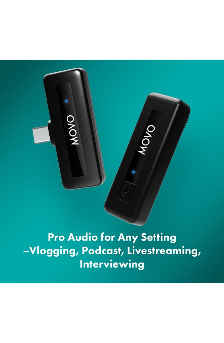 MOVO Wireless Mini UC - Ultracompact Rechargeable Wireless Lavalier Microphone System for Android, Alternate, color, Black