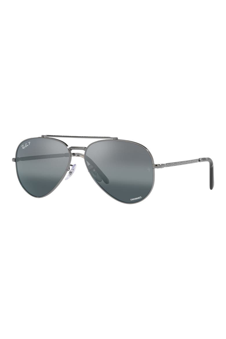 New Aviator 58mm Polarized Pilot Sunglasses, Alternate, color, GUNMETAL