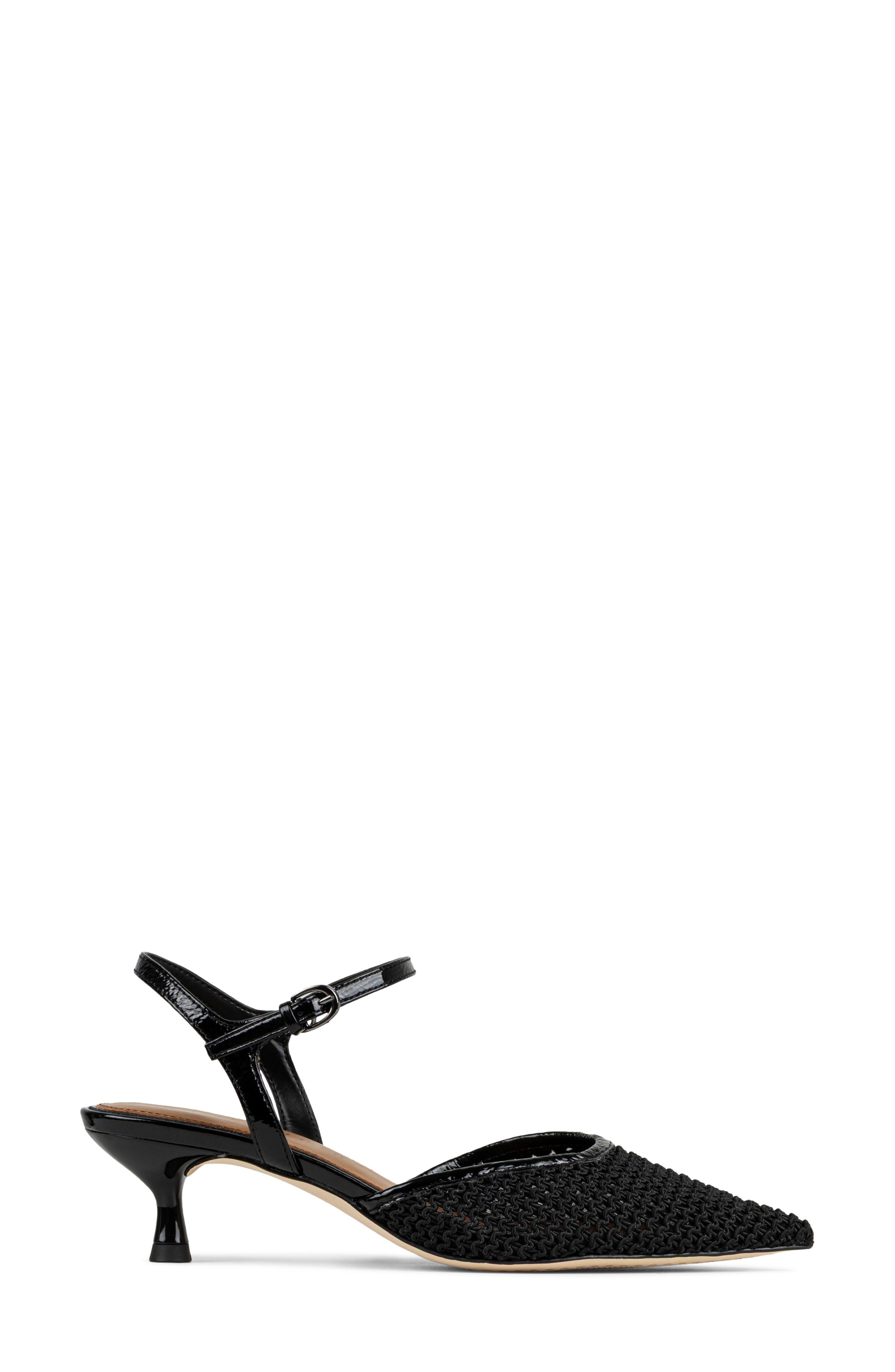 Donald Pliner Ankle Strap Pointed Toe Kitten Heel Pump, Alternate, color, Black