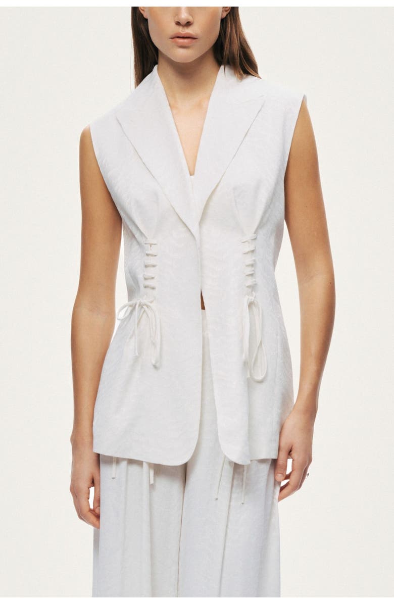 Nocturne Lace-Up Waist Tailored Vest, Alternate, color, Ivory