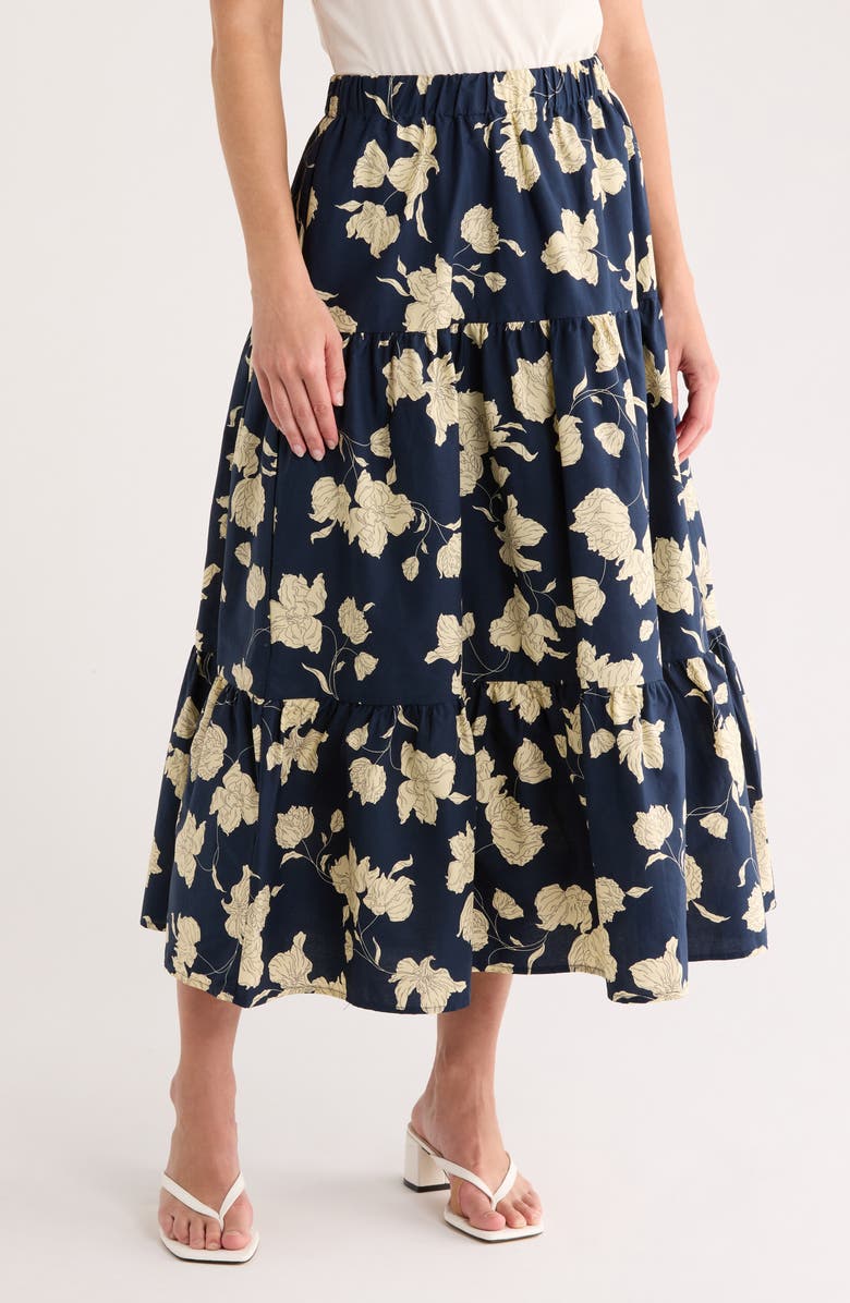 Sanctuary Tiered Poplin Skirt, Main, color, Fairy Fields Blue