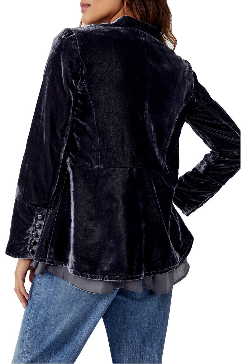 Faye Velvet Jacket, Alternate, color, EBONY