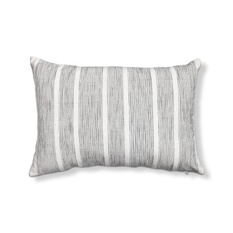 Black Woven Linea Stripe Lumbar Cotton Accent Throw Pillow