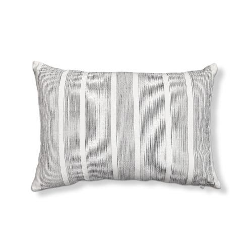 Tag Black Woven Linea Stripe Lumbar Cotton Accent Throw Pillow