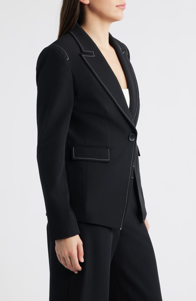 Tahari ASL Topstitch Detail One-Button Jacket, Alternate, color, Black White