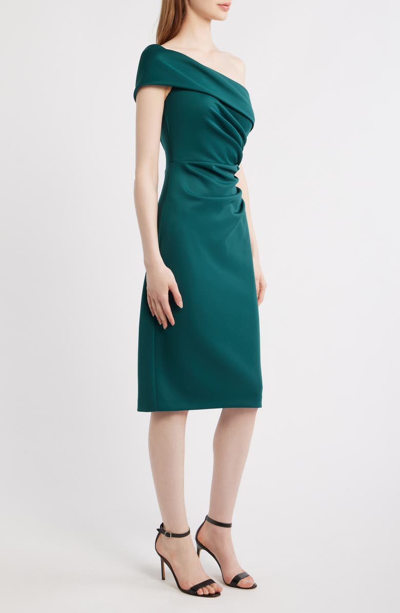 Eliza J Ruched One-Shoulder Satin Cocktail Dress, Alternate, color,