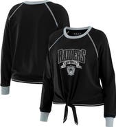 WEAR by Erin Andrews Women's WEAR by Erin Andrews Black/Gray Las Vegas Raiders Tie-Front Long Sleeve Top