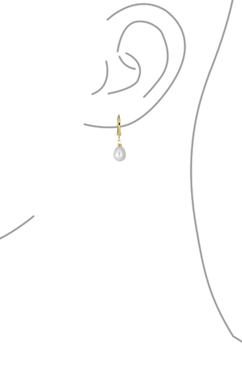 BLING JEWELRY Classic Bridal Freshwater Pearl Drop Huggie Earrings, Alternate, color, White