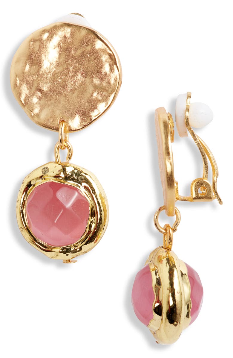 Karine Sultan Crystal Clip-On Drop Earrings, Main, color, Gold