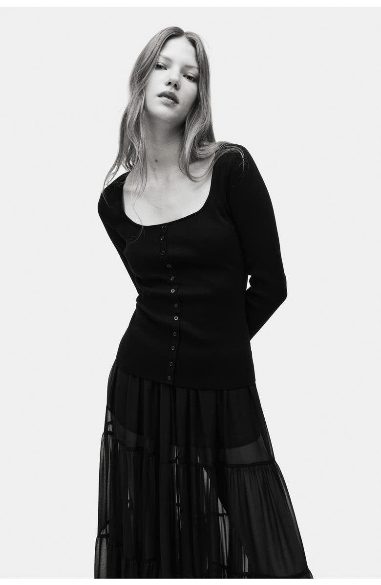 H&M Square-neck Top, Alternate, color, Black