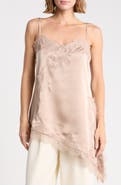 Renee C Lace Trim Asymmetric Satin Camisole