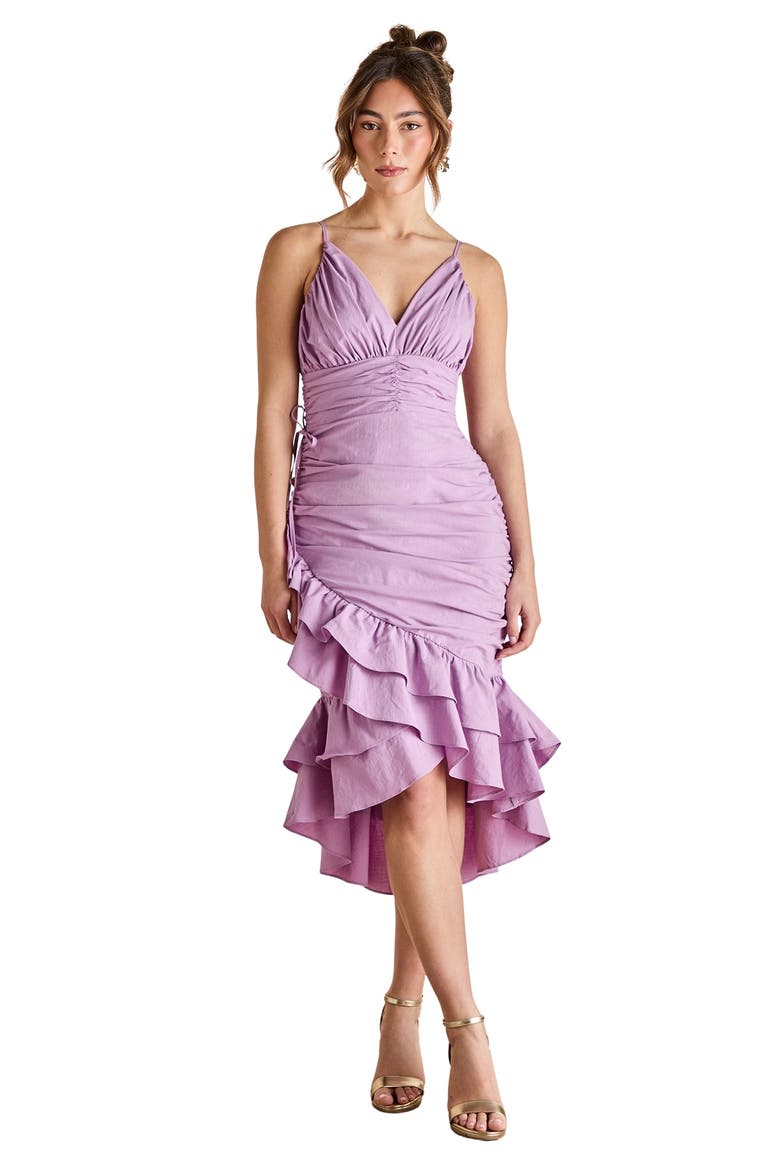 Strappy Multi Ruffle Midi Dress, Main, color, Purple