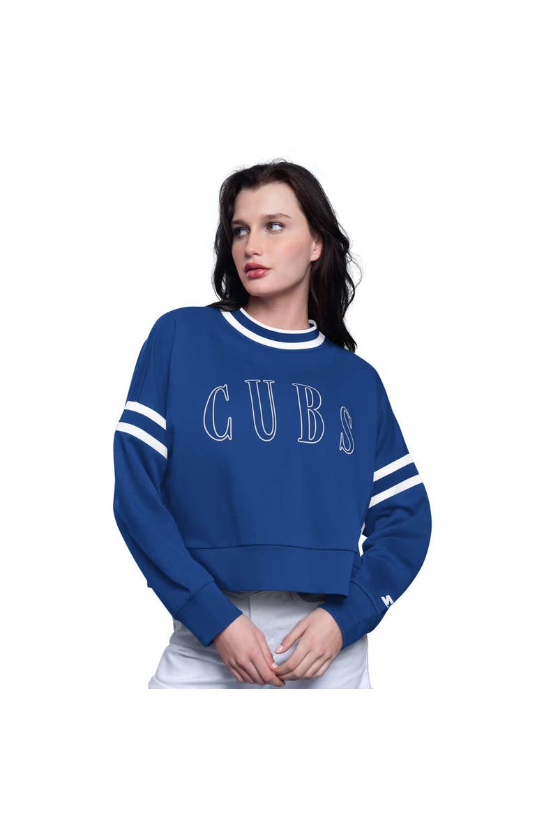 STARTER Women's Starter Royal Chicago Cubs Power Play Cropped Pullover Sweatshirt, Main, color, Royal