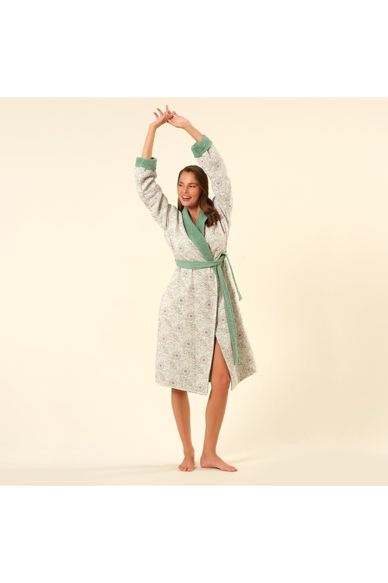 Tabea Shawl Collar Muslin 100% Cotton Bathrobe, Alternate, color, Green
