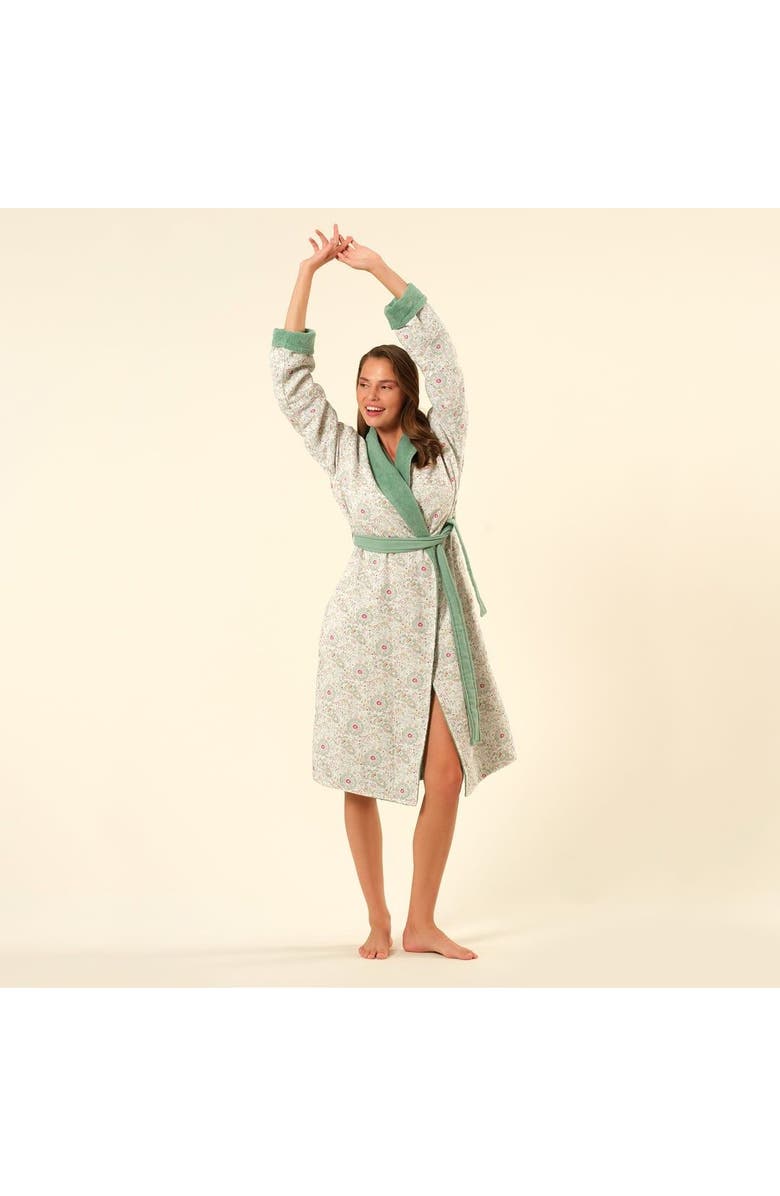 Zsa Zsa Zsu Tabea Shawl Collar Muslin 100% Cotton Bathrobe, Alternate, color, Green