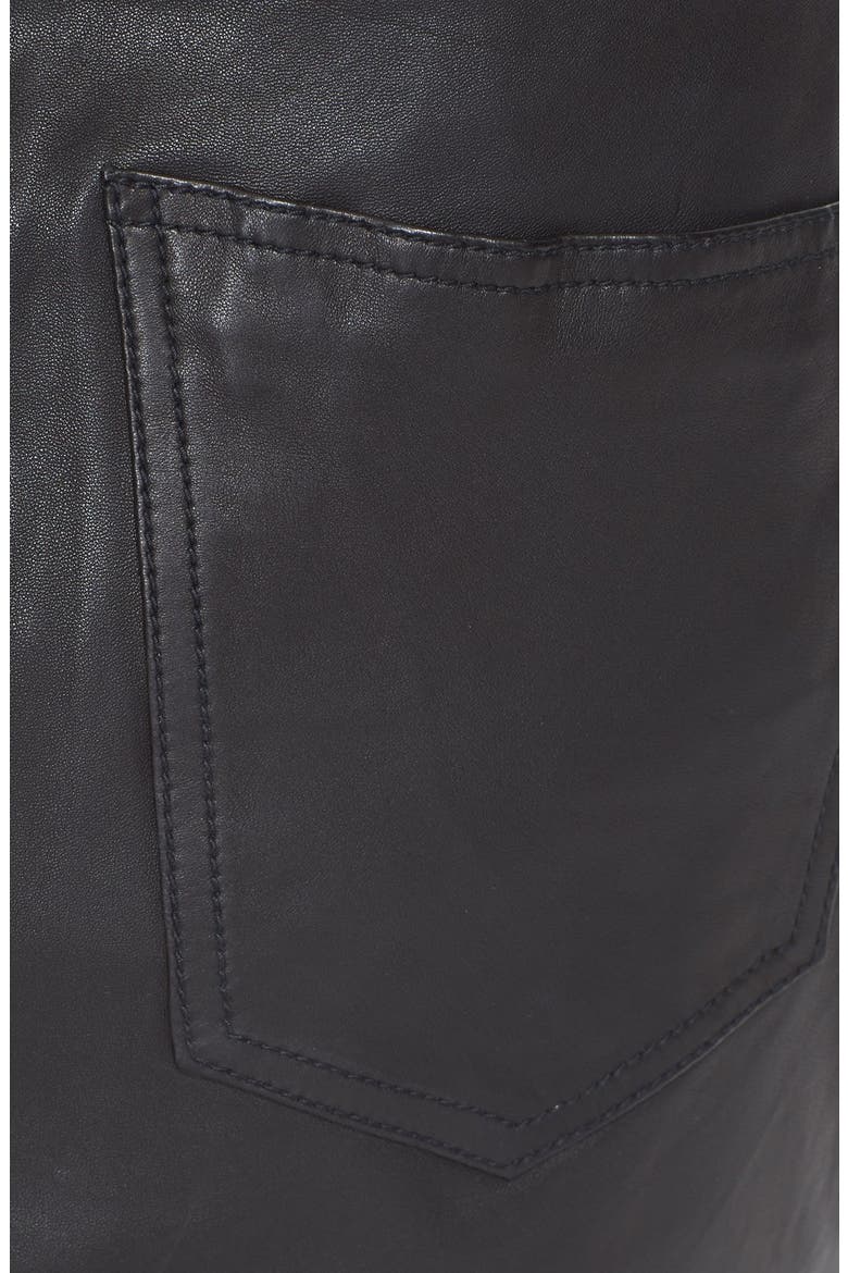 'The Skinny Mini' Lambskin Leather Skirt, Alternate, color, BLACK