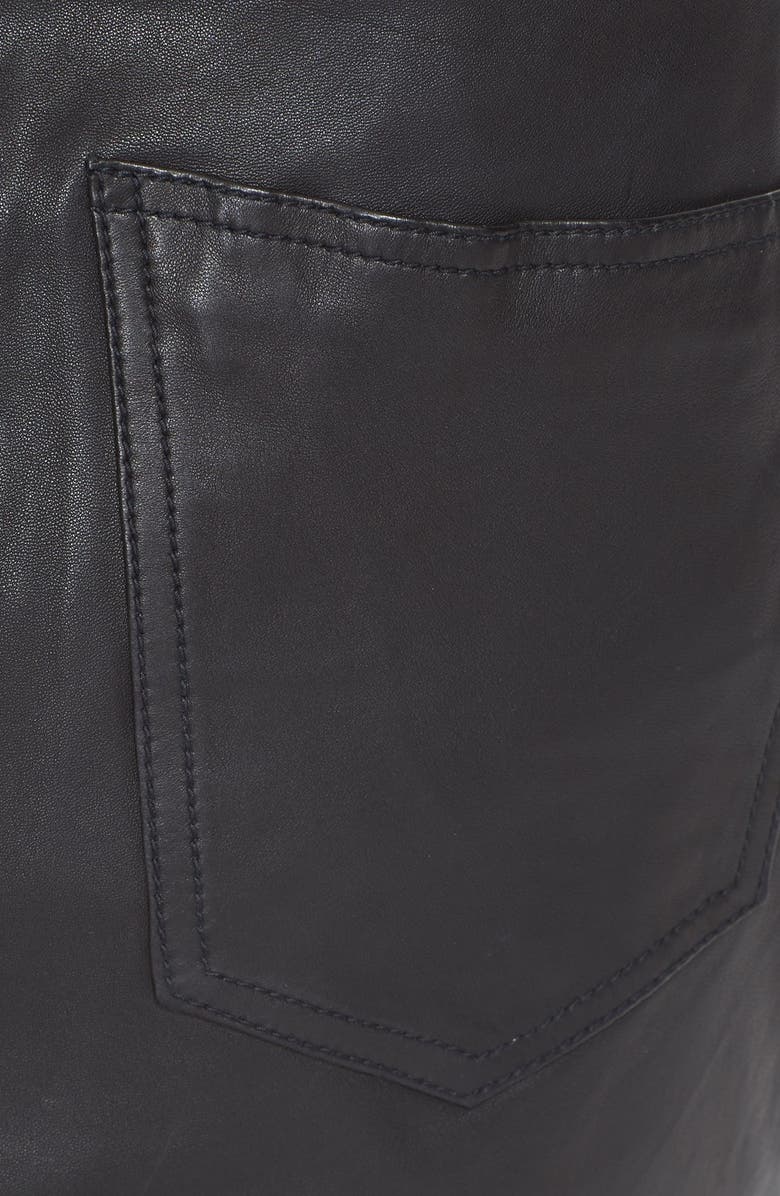 Current/Elliott 'The Skinny Mini' Lambskin Leather Skirt, Alternate, color,
