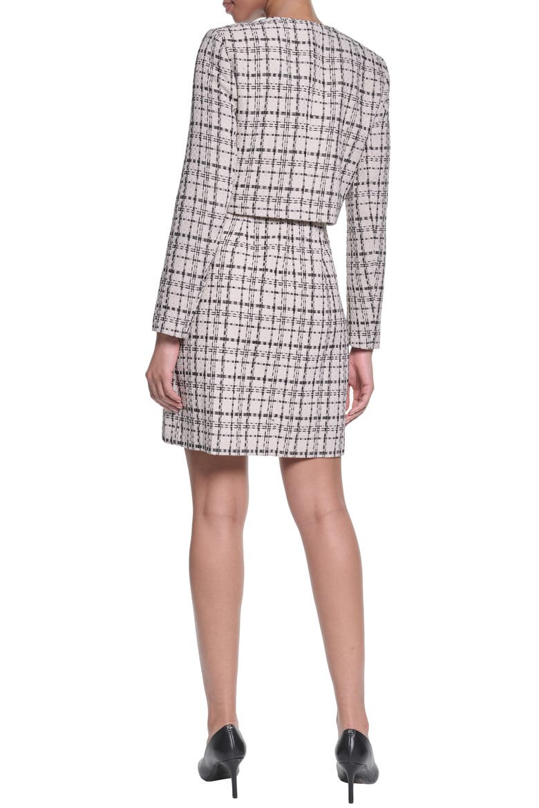 Contrast Stitch Tweed Jacket, Alternate, color, BISQUE/ BLACK