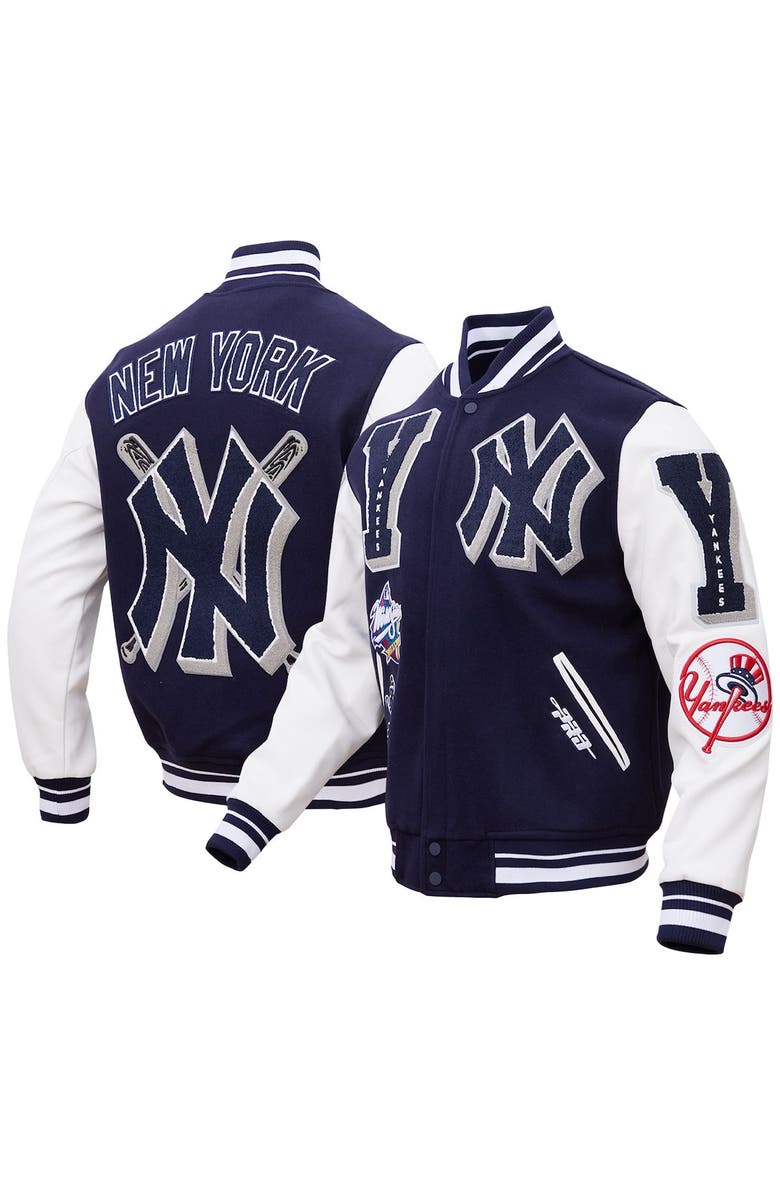 PRO STANDARD Men's Pro Standard Navy New York Yankees Mash Up Logo Varsity Full-Zip Jacket, Alternate, color, 