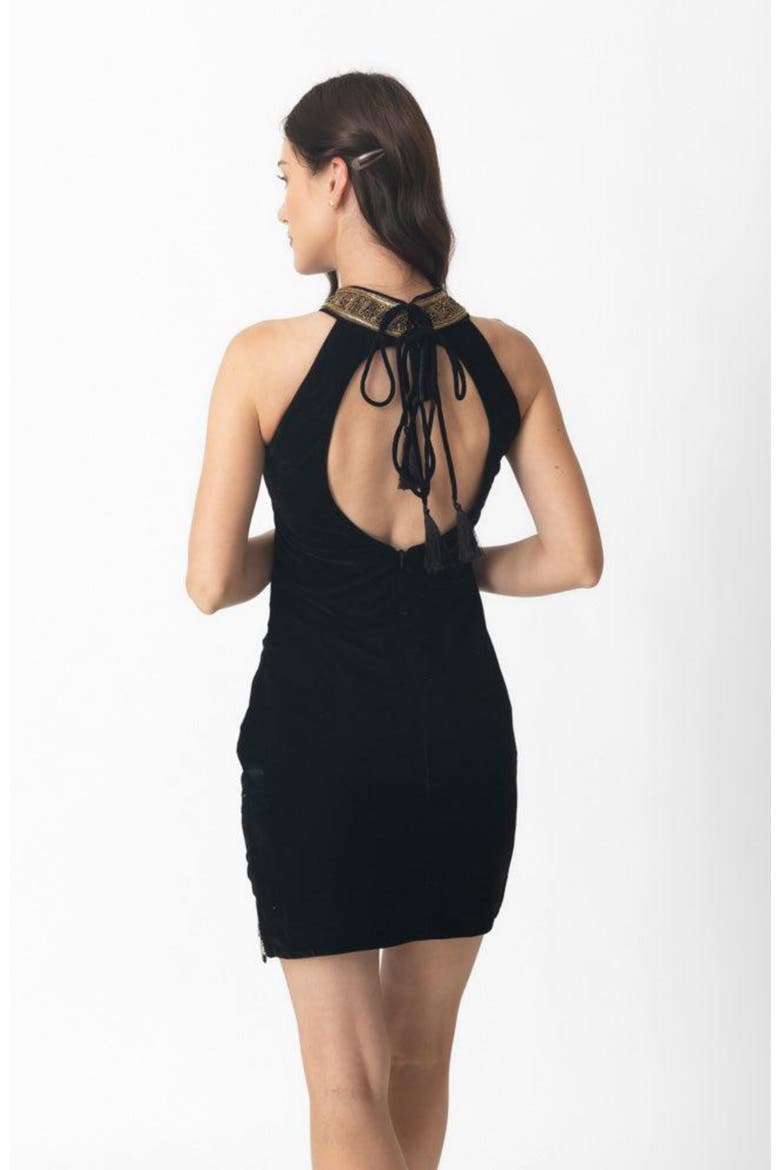 Halona High Neck Mini Dress, Alternate, color, Black