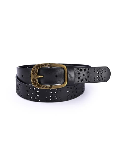 Blooming Genuine Leather Perforated Floral Vintage Belt