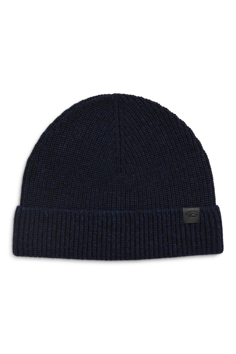 Shaker Stitch Merino Wool Beanie, Main, color, NAVY
