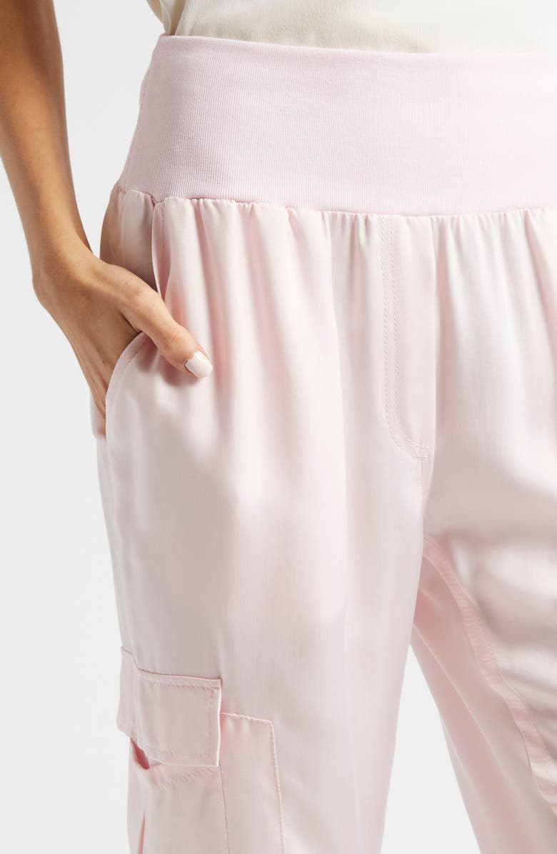 Cinq à Sept Giles Cupro Crop Cargo Joggers, Alternate, color, Icy Pink