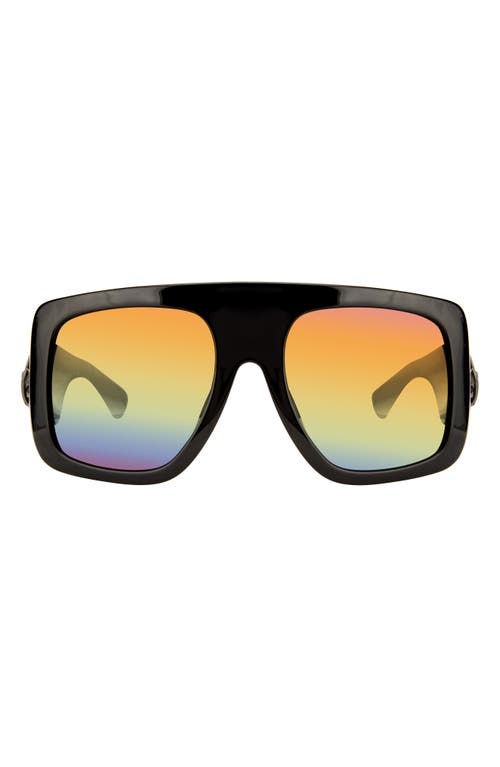 Kurt Geiger London 62mm Oversize Rectangular Sunglasses in Black/Rainbow 