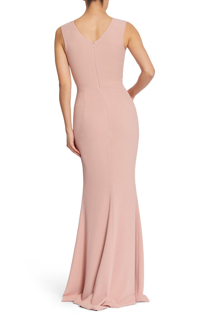 Dress the Population Sandra Plunge Crepe Trumpet Gown, Alternate, color, Blush