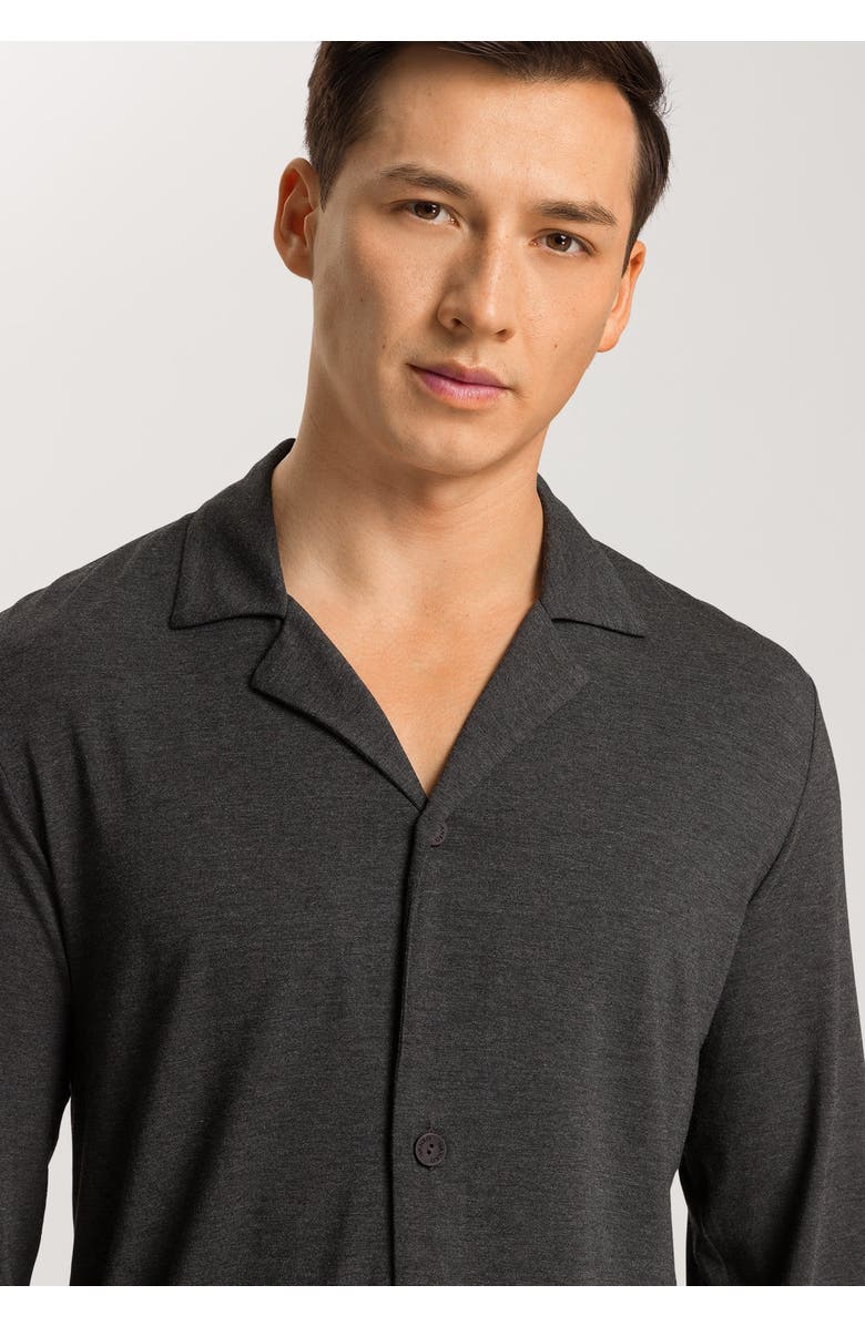 Hanro Casuals Long Sleeve Button Front Shirt, Alternate, color, Caviar