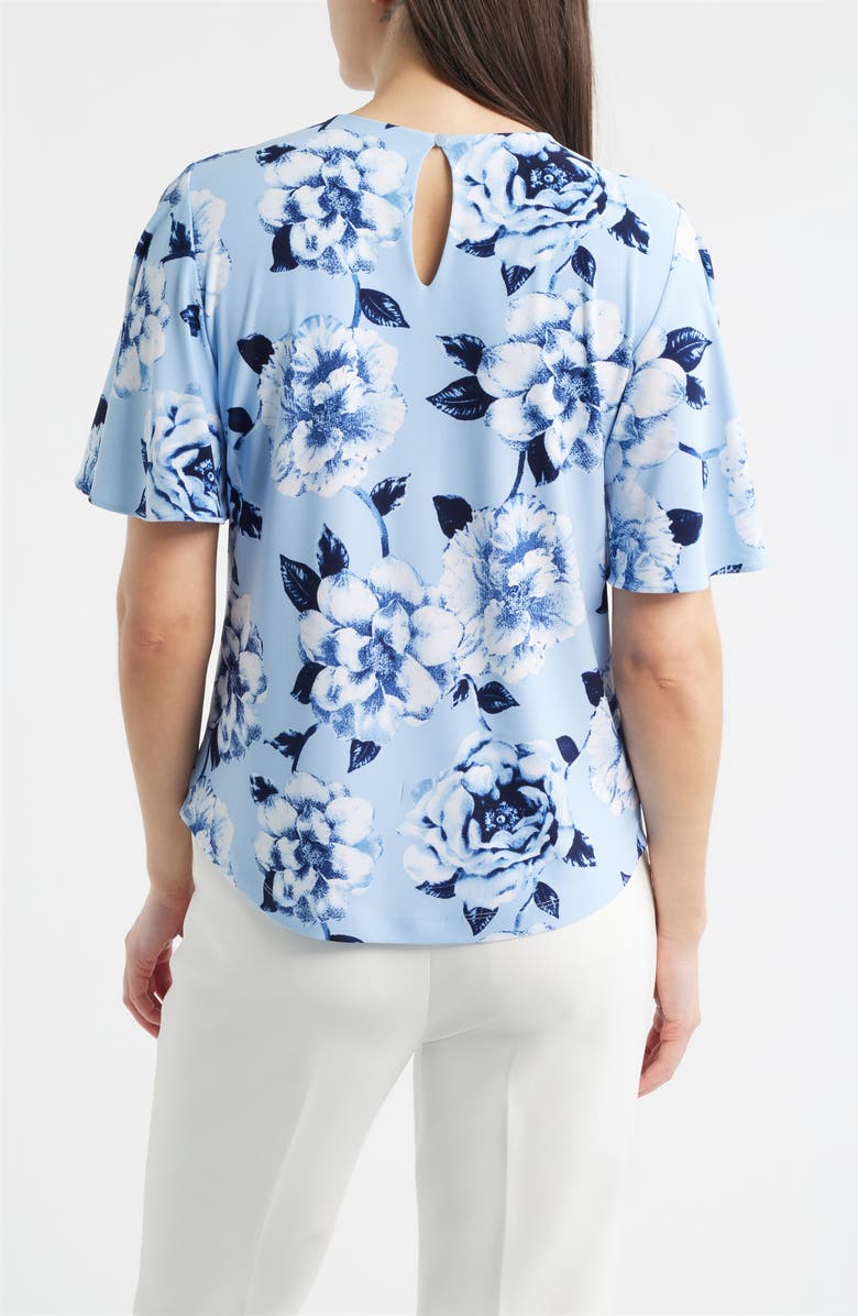 Anne Klein Pleated Flutter Sleeve Top, Alternate, color, Lakeshore Multi