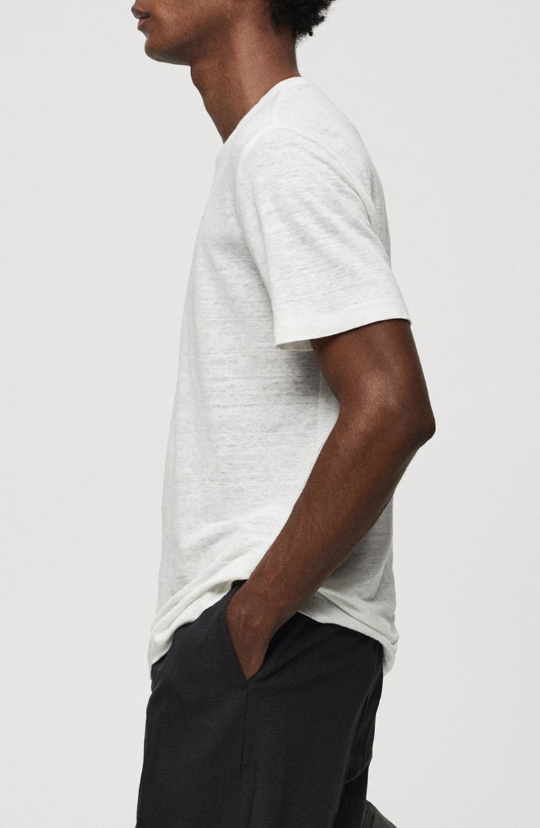 MANGO Slim Fit Linen T-Shirt, Alternate, color,