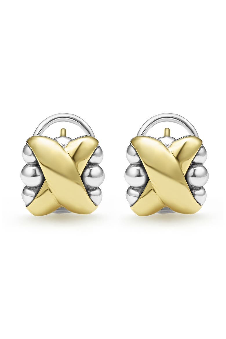 Embrace Omega Earrings, Alternate, color, GOLD/ SILVER