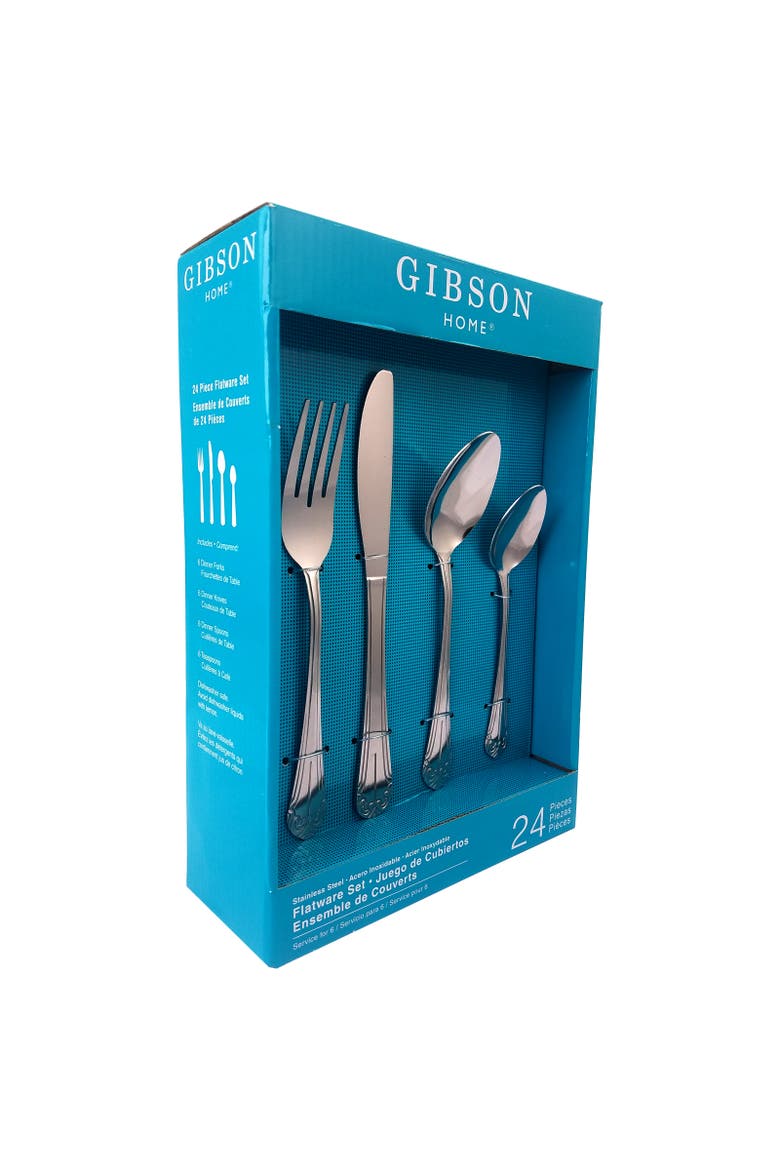 Mariano 24 Piece Flatware Set, Main, color, Metallic Silver