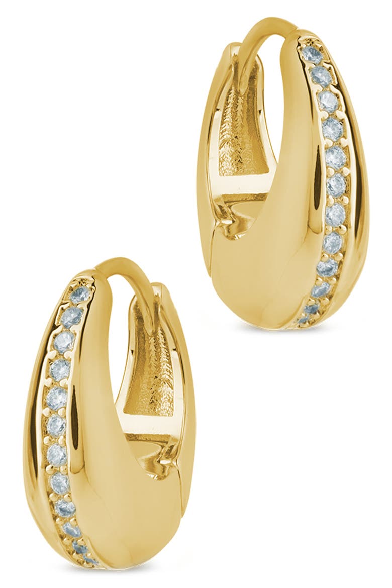 Ari Cubic Zirconia Chunky Mini Hoop Earrings, Alternate, color, GOLD