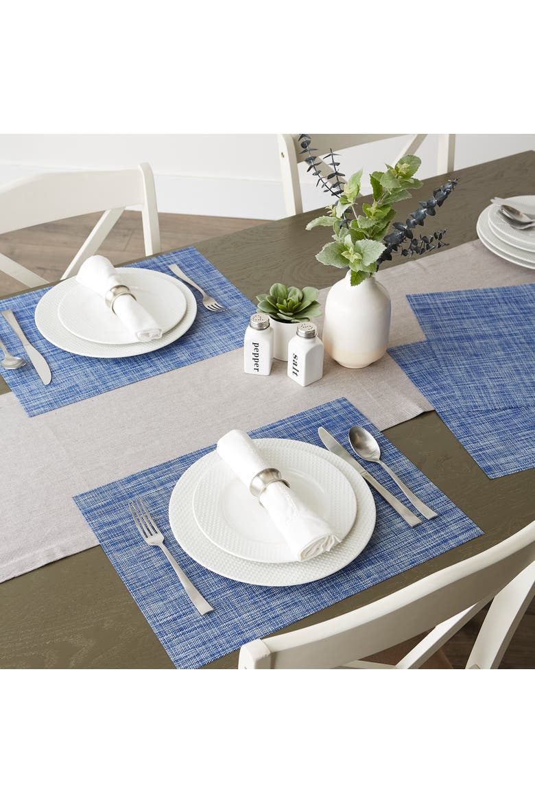 PVC Tweed PVC Placemat Set/6, Alternate, color, Blue