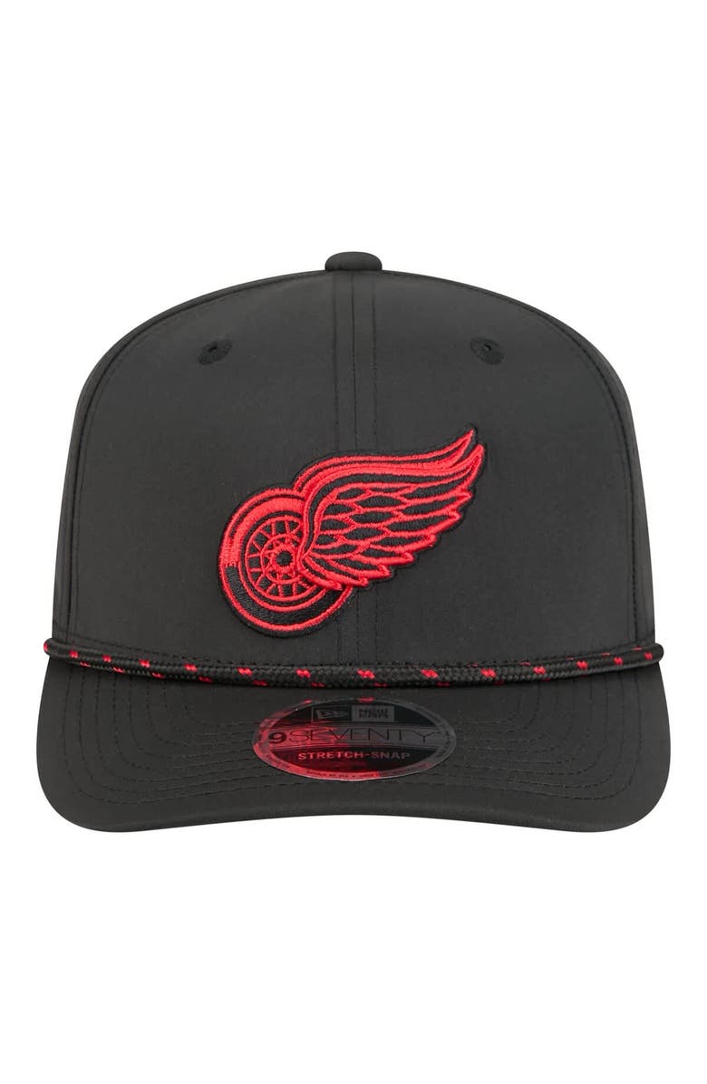 New Era Men's New Era Black Detroit Red Wings Sport Vented 9SEVENTY Rope Adjustable Hat, Alternate, color, Black