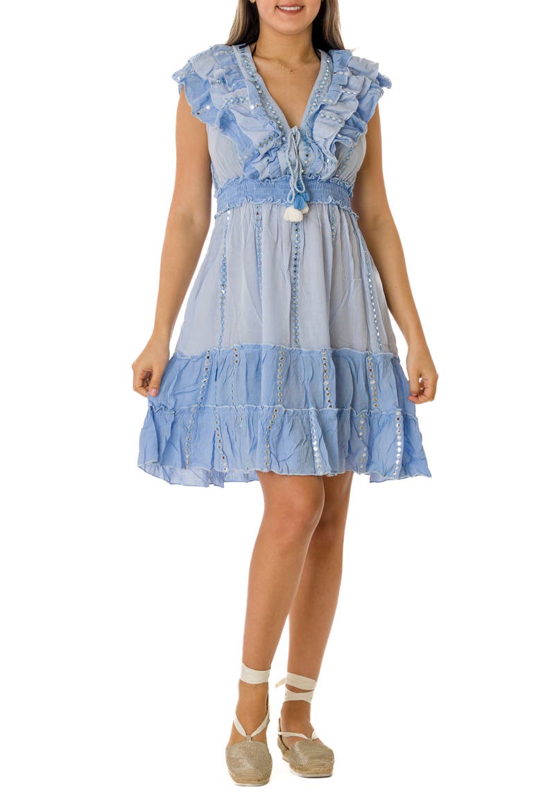 Short Ruffle Dress, Main, color, POWDER BLUE