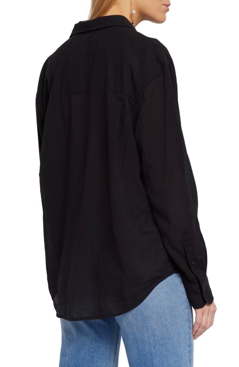 Seven Voile Cotton Button-Down Shirt, Alternate, color, Black