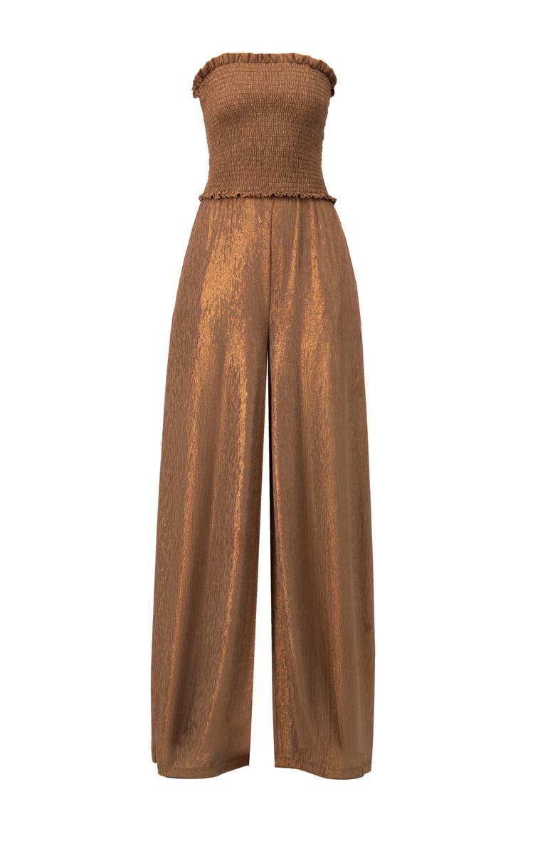 IVONNE Strapless Wide-Leg Jumpsuit, Alternate, color, Copper