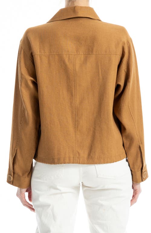 Max Studio Linen-blend Jacket In Brown