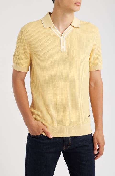 Waffle Stitch Polo Sweater