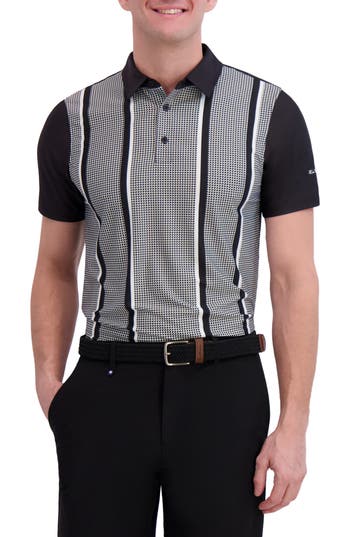 Ben Sherman Geo Vertical Tech Jersey Golf Polo In Black