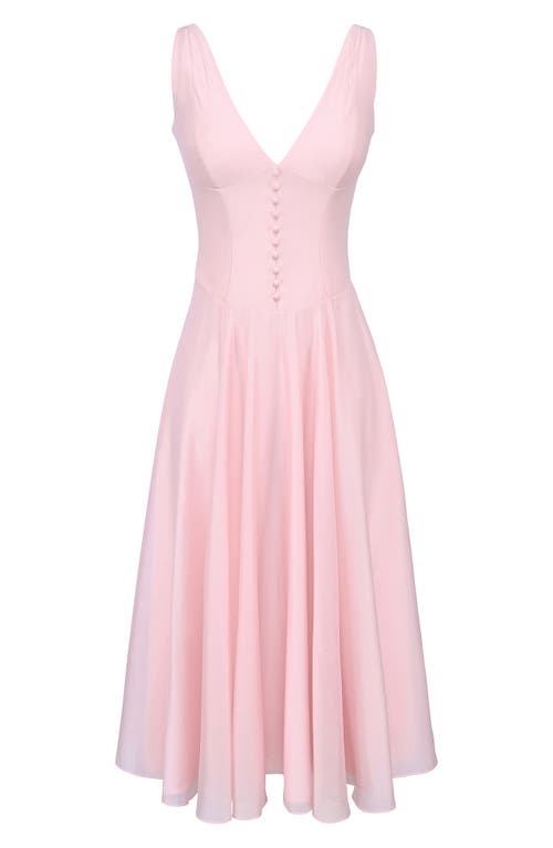 House Of Cb Womens Pink Samira Button-embellished Chiffon Midi Dress In Pink