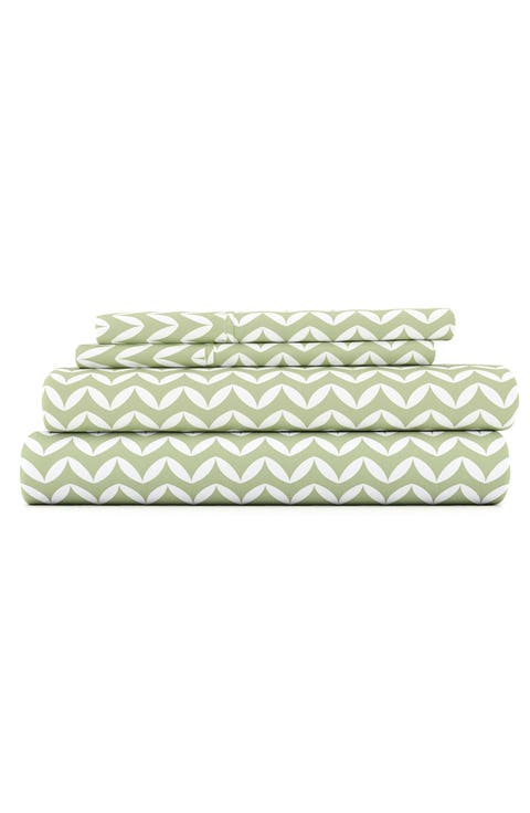 HOME SPUN Premium Ultra Soft Puffed Chevron Pattern 4-Piece Bed Sheet Set