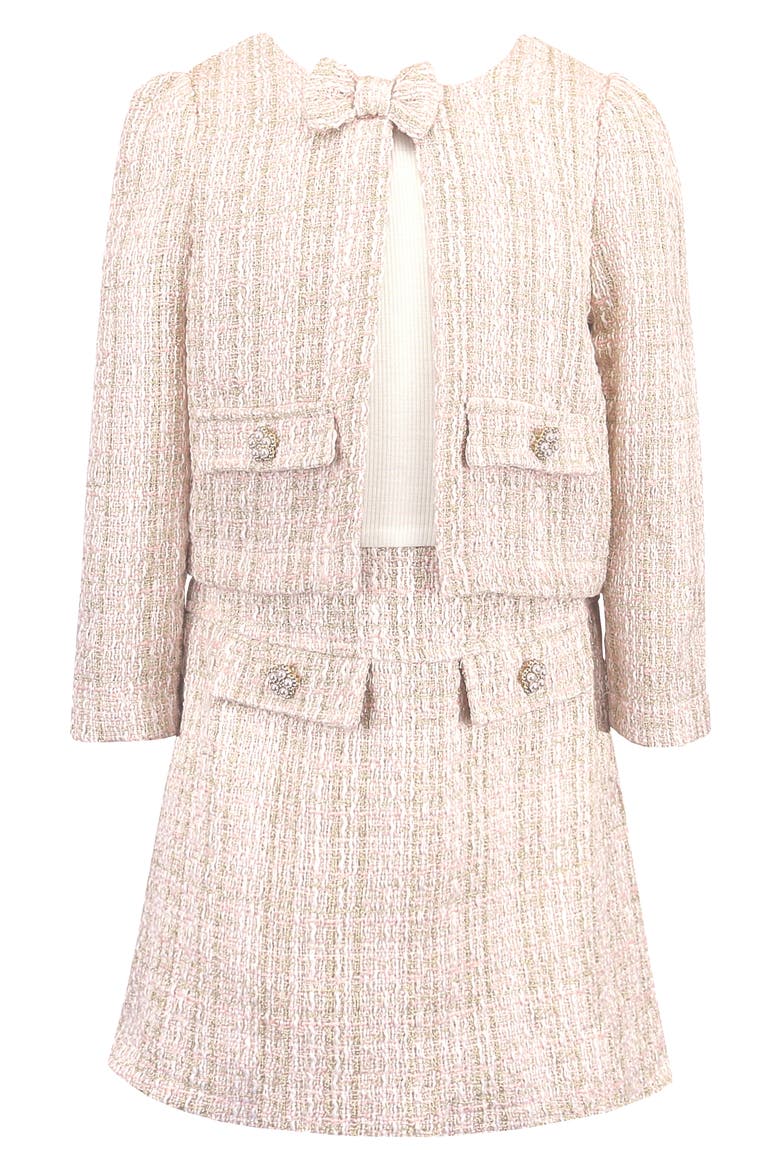 Kids' Bow Boucle Jacket & Dress Set, Main, color, PINK