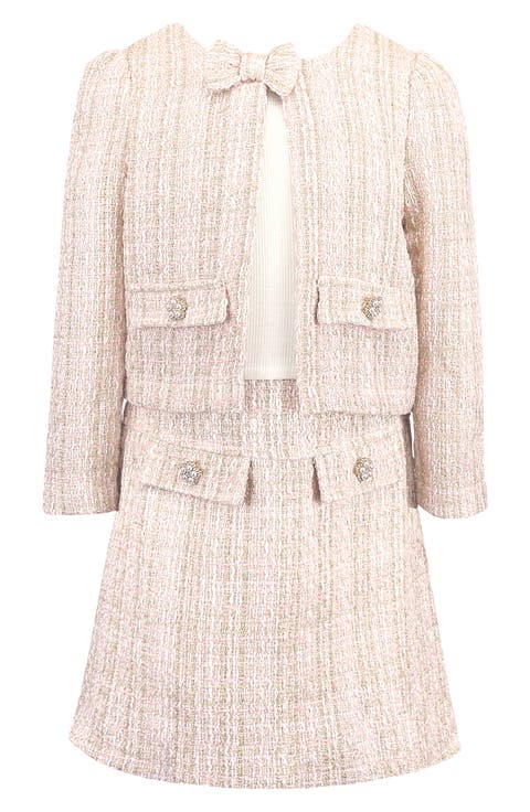 Kids' Bow Boucle Jacket & Dress Set