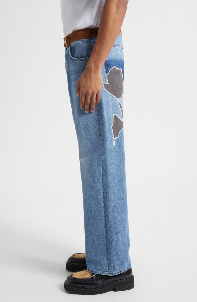 Marni Patchwork Wide Leg Jeans, Alternate, color, 00B96 Deep Blue